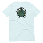 Take Care of Me heather ice blue Earth t-shirt back planet design
