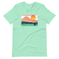 Mountain Sunset Cyclist Unisex T-shirt