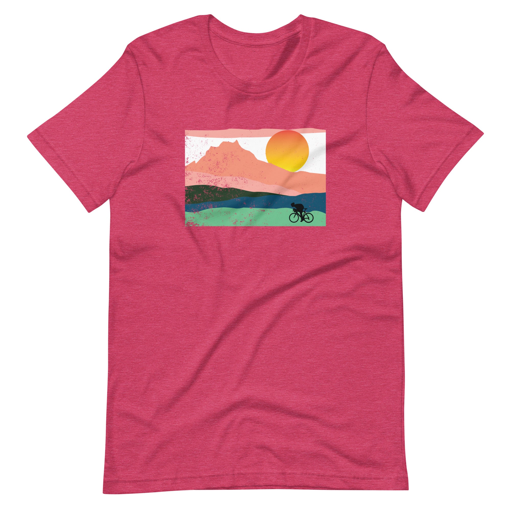 Mountain Sunset Cyclist Unisex T-shirt