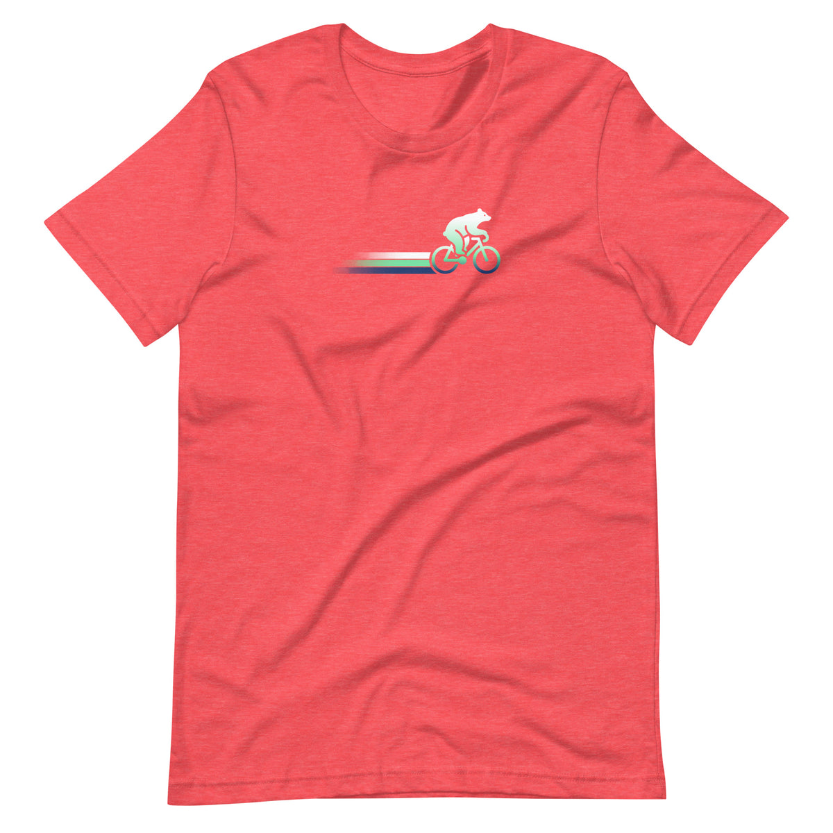 Woodland Cyclist Bear heather red cycling t-shirt bike lover tee
