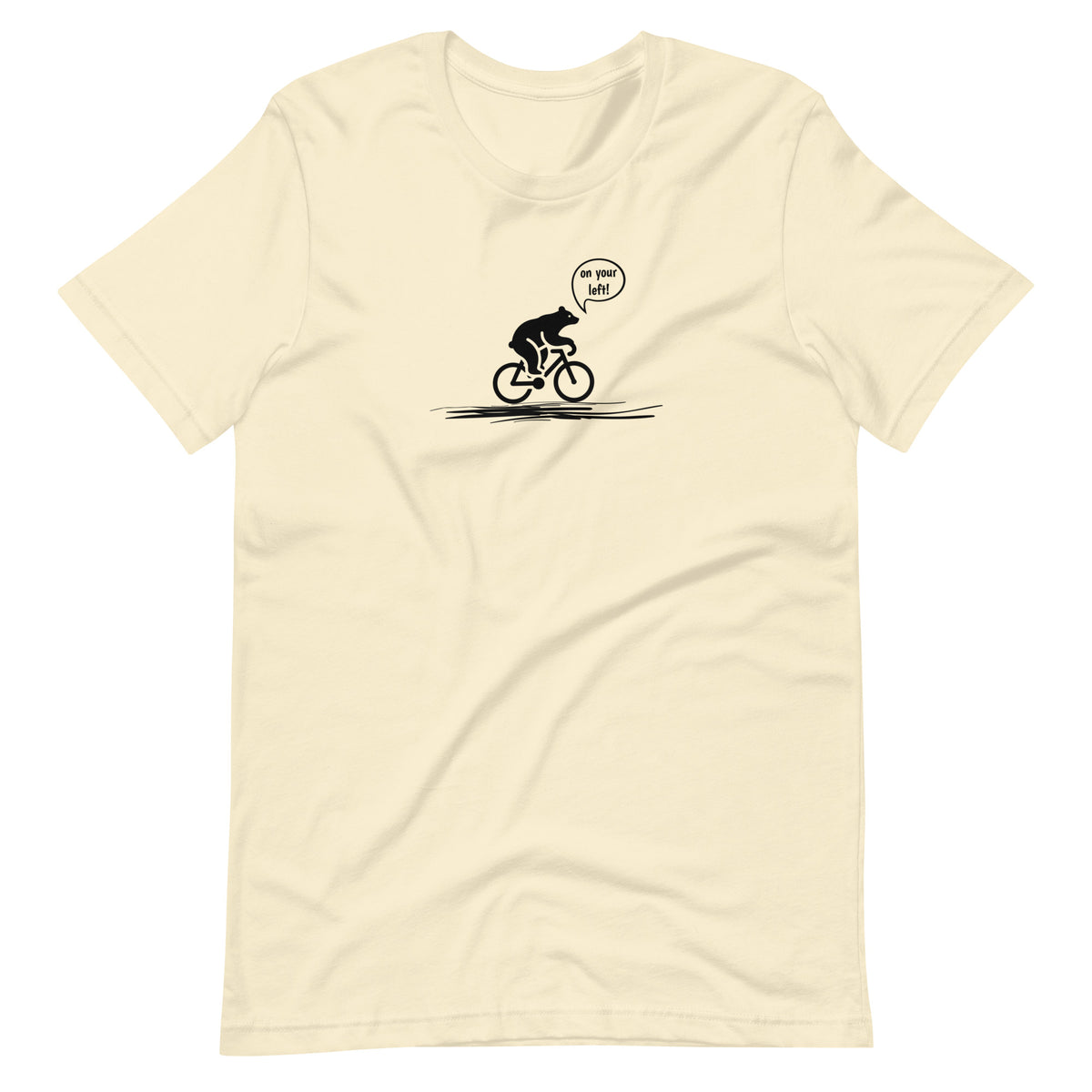Woodland Cyclist Bear On Your Left natural funny cycling t-shirt
