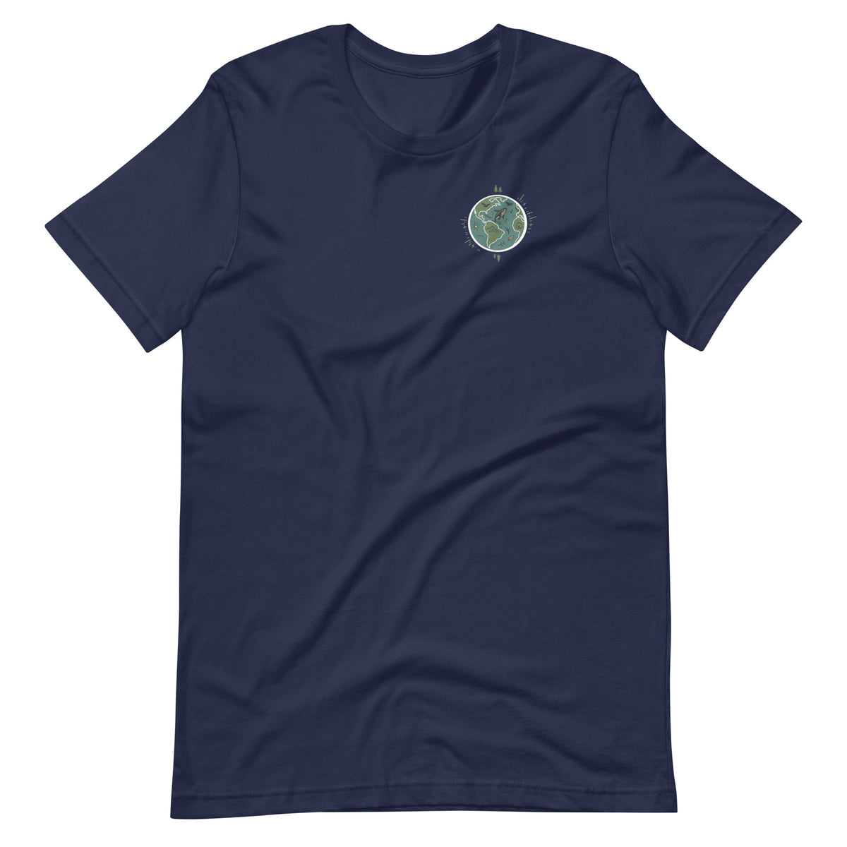 Take Care of Me navy environmental nature t-shirt front message
