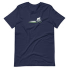 Woodland Cyclist Bear cycling t-shirt navy close-up bike design
