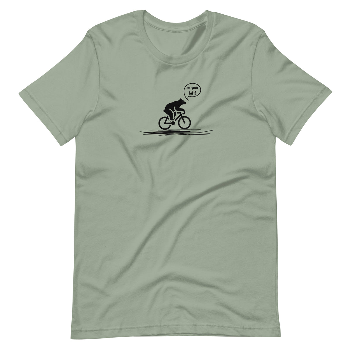 On Your Left Bear sage cycling t-shirt bike humor apparel
