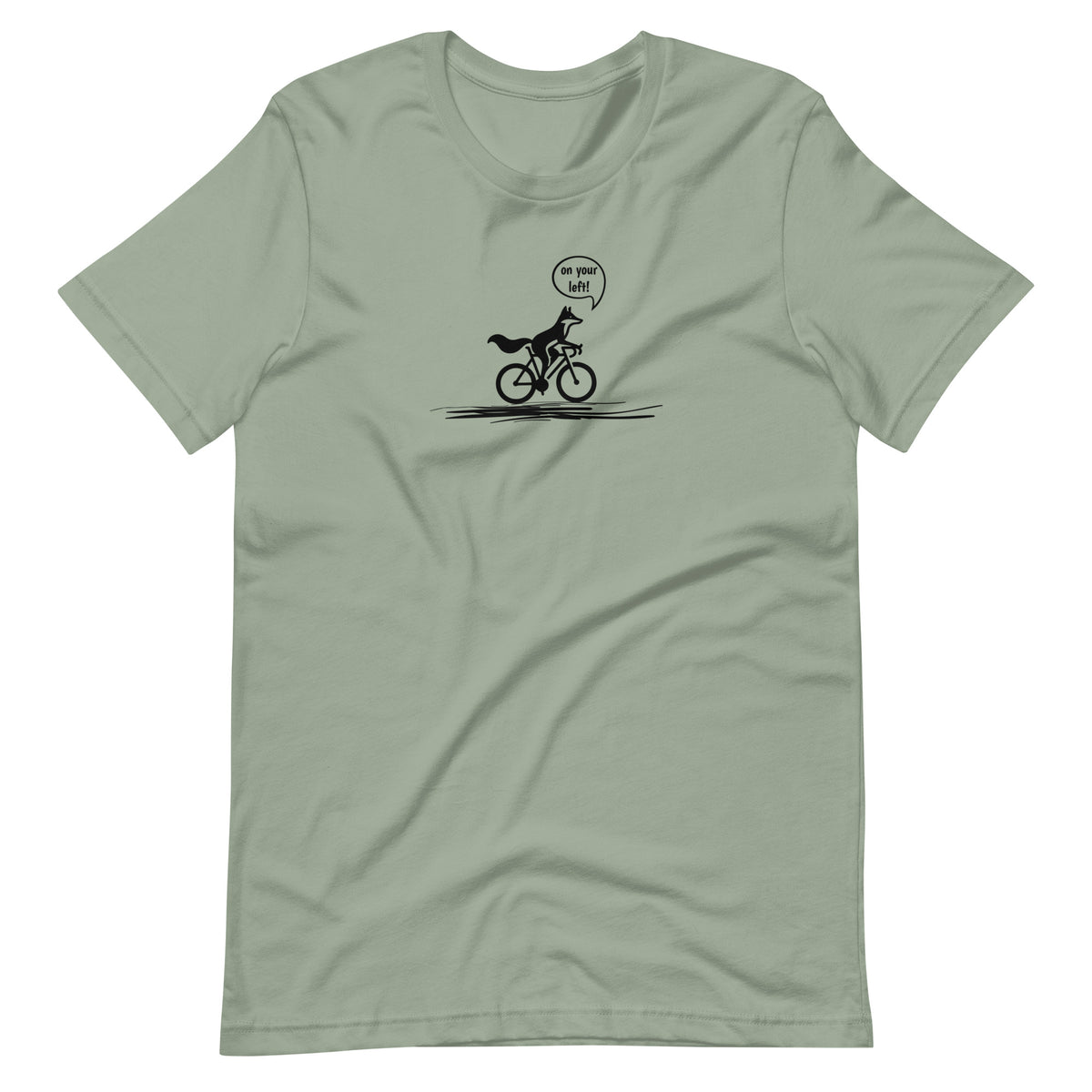 Woodland Cyclist Fox On Your Left sage funny bike t-shirt

