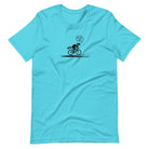 On Your Left Raccoon turquoise cycling t-shirt bike humor

