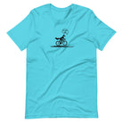 Woodland Cyclist Fox On Your Left turquoise funny bike t-shirt

