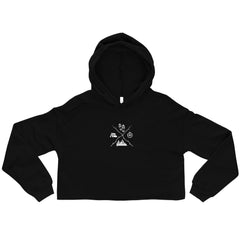 Hiking Emblem Compass Tent Hiking Lover Crop Hoodie