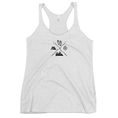 Hiking Emblem Compass Tent Hiking Lover Women's Racerback Tank Top